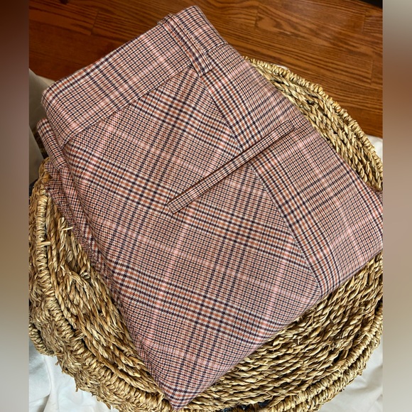 Rebecca Taylor Brown Dress Pants Tailored Fit Plaid ankle cropped - Picture 5 of 5